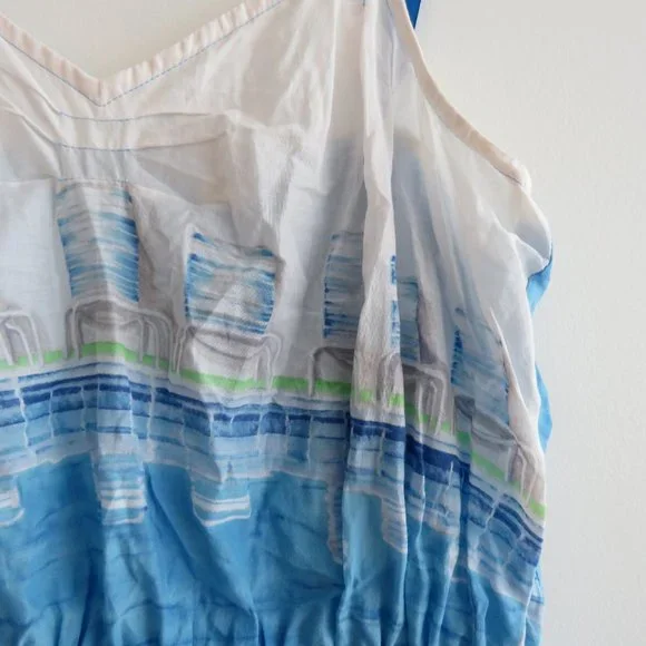 ANTHROPOLOGIE LILKA White Blue Swimming Pool Resort Cotton Dress Cover Up Small - Picture 5 of 13
